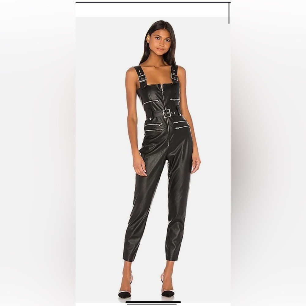 WeWoreWhat Leather Moto Jumpsuit